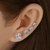2 Stylish Stainless Steel 4 Claw Square Cubic Zirconia Stud Earrings For Men And Women 4/5/6/7mm Zircon Stud Earrings - Image 3