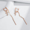 Long Tassel Cross Dangle Earrings For Women Rose Gold Color With Zircon Daily Jewelry - Image 5