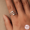 Silver Twist Eternity Band, Teardrop Chunky High Polish Comfort Fit Open Ring for Women - Image 2