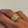 Hip Hop Gold Plated CZ Nugget Ring for Women Men Vintage Finger Ring Wedding Couple Jewelry Accessories - Image 4