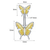 ZS 1 PC Gold Color 14G Stainless Steel Belly Ring Snake Heart Shiny CZ Crystal Navel Belly Button Rings Butterfly Navel Piercing - Image 16