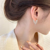 Light Unique Love lmitation Pearl Earrings Heart Hoop Earring for Women Wedding Prom Metaljewelry Jewe - Image 2