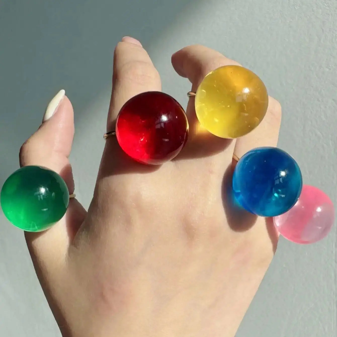 1 Artistic Jelly-Transparent Resin Stainless Steel Open Ring Cute Women's Jewelry Everyday Party Wear - Image 1