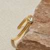 Ars Stainless Steel Chunky Cuff Bracelet for Women Gold Plated Bangle with Oval Zircon Minimalist Cuff Bangles - Image 5