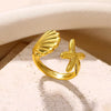 Ocean Starfish Shell Open Rings For Women Gold Color Stainless Steel Ring Summer Beach Aesthetic Jewelry Gift - Image 30
