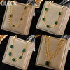 316L Stainless Steel Green Zirconia Crystal Necklace For Women Chain Choker Jewelry Party Wedding Gifts - Image 1