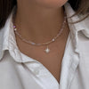 Crystal Heart Pendant Choker Necklace with Tassel Drop - Image 8