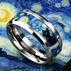 Vintage Cat Looking Up At The Stars and Moon Ring Classic Artistic Oil Painting Stainless Steel Rings For Women Men Jewelry Gift - Image 4