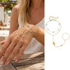 Bohemian Ring Bracelet Finger Hand Chain, Gold Plated Stainless Steel, Bead Slave Bracelet Jewelry for Women - Image 19