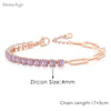 Pink Crystal Tennis Bracelets for Women Female Romantic Shiny Zirconia Adjustable Folding Buckle Chain on Hand Jewelry - Image 15