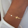 Sideways Cross Necklace in Gold-Tone 316L Stainless Steel - Image 4