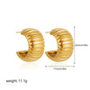 Elegant Gold Color Chunky Wide Texture C Shape Hoop Earring for Women Polished Stainless Steel Huggie Jewelry Gifts - Image 8