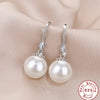 Silver Long Pearl CZ Dangle Earrings For Women Engagement Wedding Graceful Accessories Earring Gift - Image 1