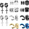 2pcs Punk Mens Strong Magnet Magnetic Ear Stud Set,Non Piercing Cross Clip-on Earrings Suitable Gifting Boyfriend Lover Jewelry - Image 3