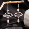 Chinese Retro National Fan-shaped Tassel Earrings Female National Style Hollow Cloud Fan Hanging Dangle Earrings Jewelry - Image 2