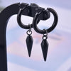 All Black Hoop Sword Pointed Cone Pendant Earring Stainless Steel Earrings For Women Men Accessories Goth Steampunk Jewelry - Image 5
