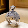 Silver Plated Double Ring Zirconia Wedding Ring For Women Minimalist And Engagement Jewelry Wedding Anniversary Gift - Image 1