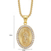 Virgin Mary Prayer Pendant Necklaces Gold Color 316L Stainless Steel with Rhinestone Women/Men Jewelry - Image 2