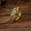 Retro Bohemian Copper Metal Women's Girl Pearl Imitation Open Adjustable Ring and Earring Set Geometric Party Jewelry - Image 4