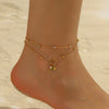 Stainless Steel Color Zircon Heart Double-layer Anklets For Women Foot Chains Jewelry Gift - Image 1