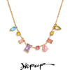 White Colorful Delicate Bling Cubic Zirconia Pendant Necklace Stainless Steel Jewelry Gift - Image 1