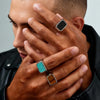 Men's Square Stone Ring,Stainless Steel Turquoise Tiger Eye Stone Ring,Silver Color Thumb Ring Signet Ring Gift - Image 1