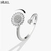 Rose Flower Rotating Ring For Women Spinner Fidgets Heart Charm Adjustable Open Rings Star Moon - Image 13