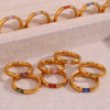 Gold Plated Shiny 12 Colors Birthstone Ring Stainless Steel Gold Plated Zircon Rings Zodiac ConstellationFor Women - Image 26