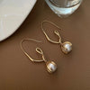 Metal Twisted Line Vintage Imitation Pearl Earrings Elegant Dangle Earrings Design Women Jewelry Accessories - Image 2