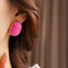 Pink Blue Oil-dropping Round Oval Stud Earrings Unique Design Bean Beads Ear Studs Earrings Temperament Ear Accessories - Image 4