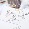 Gold Silver Color Plated Double Hole Link Chain Circle Hoop Earrings Zircon Star Lightning Eye Pendant Huggie Piercing Earring - Image 5