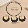 3pc/set Large Round Earrings Collar Necklace Set for Women Exaggerated PU Rope Chains Metal Geometric Pendant Necklace Jewelry - Image 4