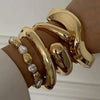 Vintage Metal Wave Twist Smooth Irregular Bracelet for Women Exaggerated Geometric Chunky Cuff Bangle Hip Hop Punk Jewelry - Image 2