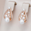 Unique Pearl English Earrings for Women Rose Gold Color Bridal Wedding Accessories Daily Jewelry - Image 1