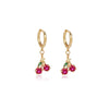 Fruit Charm Huggie Earrings with Colorful Stone Accents - Image 21