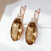 30 10mm Brown Stone Drop Earrings For Women Rose Gold Color Big Zircon Jewelry Accessories - Image 4
