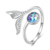 Silver Bird Open Ring Light Blue Sea Turtle Finger Ring Ocean Opal for Women Dreamy Party Jewelry Gift - Image 8