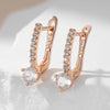 Rose Gold Color Bride Drop Earrings Women Shiny Zircon Accessories Daily Jewelry - Image 3