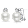 Korean Style Piercing Stud Earrings Women Graceful Simulated Pearl Jewelry for Engagement Shiny CZ Accessories - Image 1