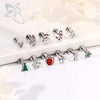 ZS 1PC 16G Stainless Steel Lip Piercings for Women Snowman Reindeer Pine Lip Rings Cartilage Earring 6mm/8mm Helix Piercing - Image 2
