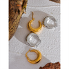 Statement Stainless Steel Geometric Hoop Earrings Jewelry for Women Metal Texture Earrings Golden Accessories - Image 5