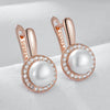 Geometry Pearl Drop Earrings for Women Rose Gold Color With Zircon Boho Ethnic Wedding Jewelry - Image 4