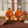 Bohemian Wooden Water Drop Earrings Elegant Rainbow Tree Of Life Willow Tree Teardrop Earring Double Sided Colorful Earrings - Image 4