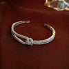 Full Zircon Cuff Bracelets Gold Plating Copper Knot Opening Bracelet Minimalist Women's Bangle For Wedding Party K0 - Image 10