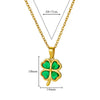 Four Leaf Clover Stainless Steel Necklaces For Women Green Zircon Gold Color Quality Jewelry Pendant Necklace Gift - Image 6