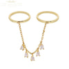 Iced Out Stack Chain Ring Gold Color Micro Paved CZ Engagement Band Multi Piece Stacking Finger Jewelry - Image 8