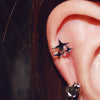 1Pcs Black Drop Glazed Star Star Ear Bone Ear Buckle Sweet Cool Punk Mini Stud Earrings for Women Personality Jewelry