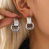 Stainless Steel Three-Layer Knot Earrings for Women Vintage Glossy Geometric Twisted Earrings Party Jewelry Gifts - Image 3