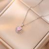 Charm Pink Heart Zircon Rings for Women Silver Color Stainless Steel Crystal Necklace Jewelry Set Gift Colorfast - Image 7