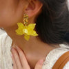 Bohemian Colorful Acrylic Flower Pendant Earrings For Women Girls Exaggerated Metal Petal Temperament Earrings Jewelry - Image 2